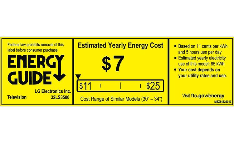LG 32LS3500 EnergyGuide label