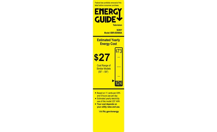 Sony XBR-55X900A EnergyGuide label