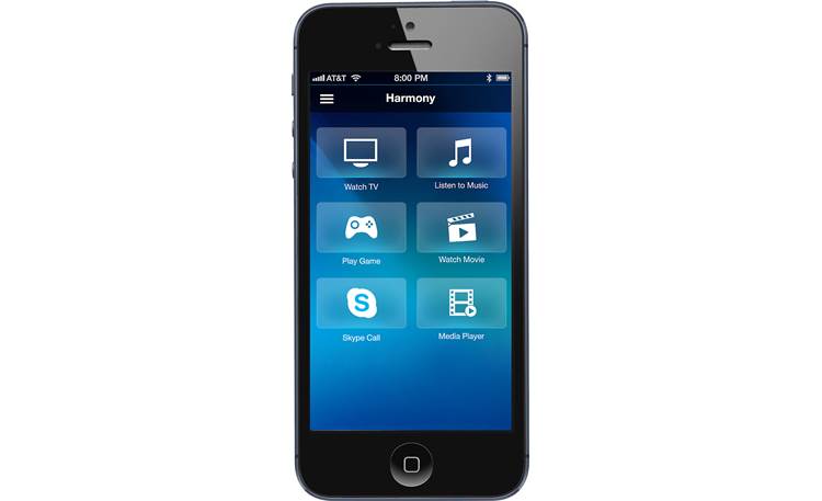 Logitech® Harmony® Ultimate Remote Harmony App activity screen (iPhone not included)