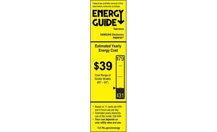 Samsung PN60F8500 EnergyGuide label