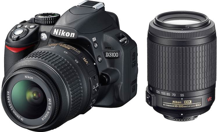 Nikon D3100 Kit with Standard Zoom and Telephoto VR Zoom Lenses Front