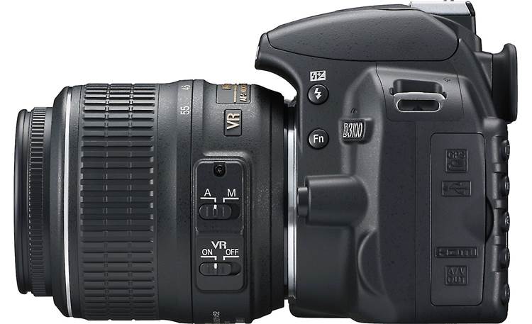 Nikon D3100 Kit with Standard Zoom and Telephoto VR Zoom Lenses Left side view