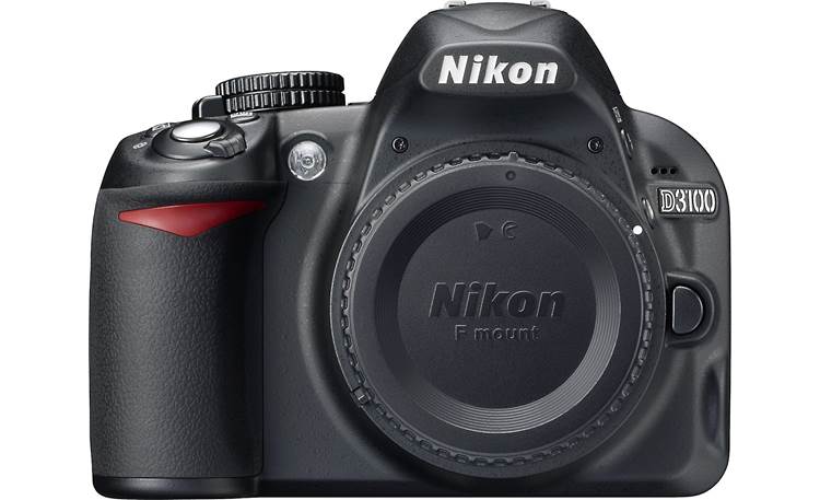 Nikon D3100 Kit with Standard Zoom and Telephoto VR Zoom Lenses Front, straight-on, body capped