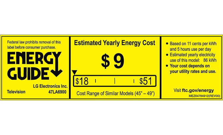 LG 47LA6900 EnergyGuide label