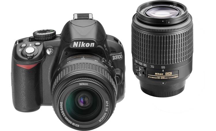 Nikon D3100 Kit with Standard Zoom and Telephoto Zoom Lenses Front