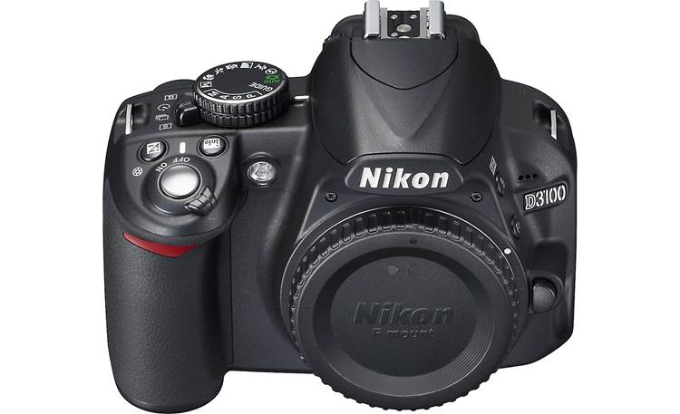 Nikon D3100 Kit with Standard Zoom and Telephoto Zoom Lenses Front, higher angle (body only)