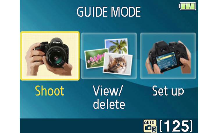 Nikon D3100 Kit with Standard Zoom and Telephoto Zoom Lenses Help screen on LCD display