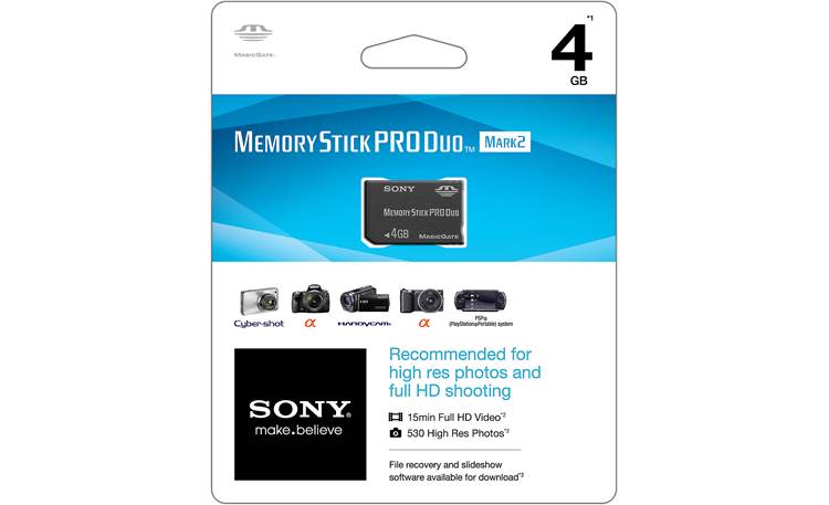 Sony Memory Stick® 4GB PRO Duo™ Mark 2 Shown in package