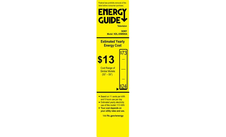 Sony KDL-55W900A EnergyGuide label