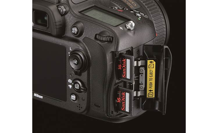 Nikon D600 Two Lens Camera Bundle Memory card bay (shown with memory card, not included)