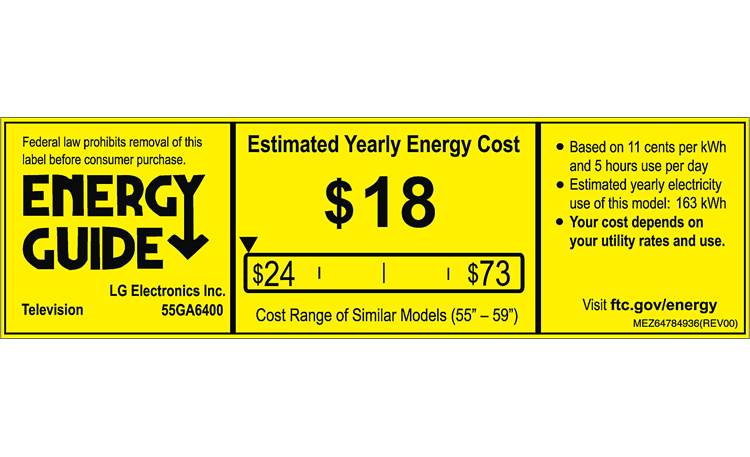 LG 55GA6400 EnergyGuide label