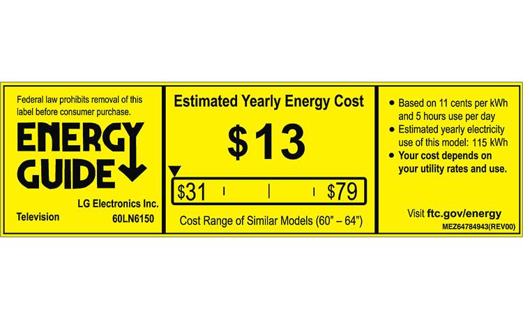 LG 60LN6150 EnergyGuide label