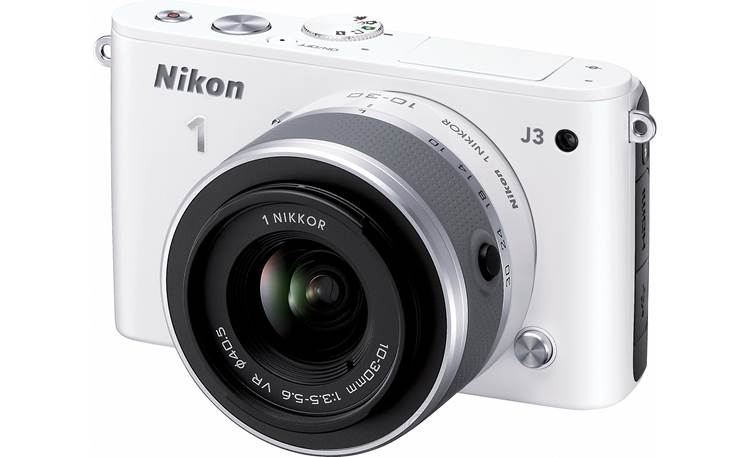 Nikon 1 J3 with Standard 3X Zoom Lens Front (White)