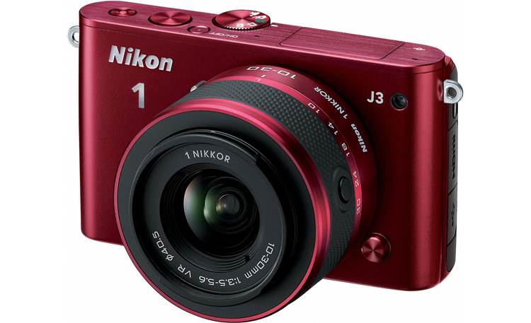 Nikon 1 J3 with Standard 3X Zoom Lens Front (Red)