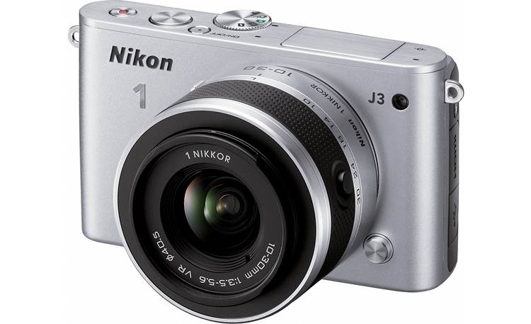 Nikon 1 J3 with Standard 3X Zoom Lens Front (Silver)