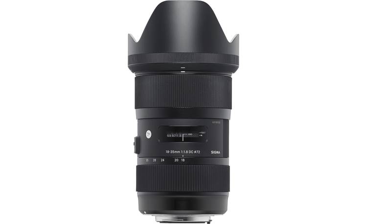 Sigma Photo 18-35mm f/1.8 DC HSM Top view, with included hood