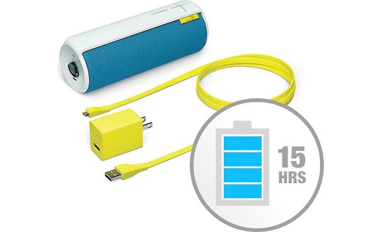 UE BOOM Blue - with included USB charging cable and plug