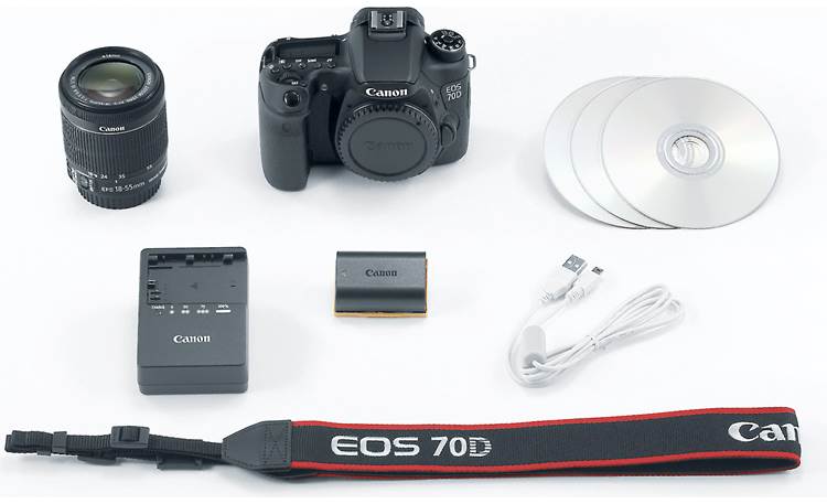 Canon EOS 70D Kit Shown with supplied accessories