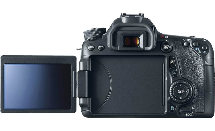 Canon EOS 70D (no lens included) Back view with LCD rotated outward