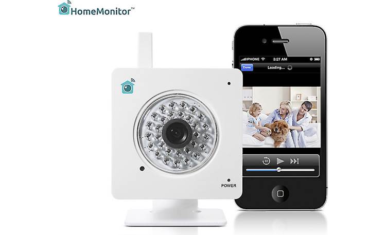 Y-cam Home Monitor Indoor Shown with smartphone (not included)