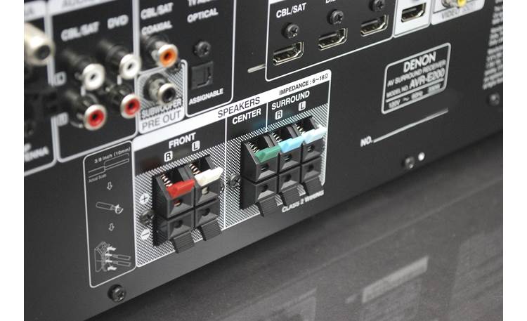 Denon AVR-E200 Convenient color-coded speaker terminals