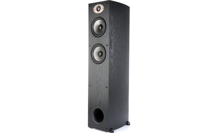 Polk Audio TSx330T Angled front view without grille (Black)