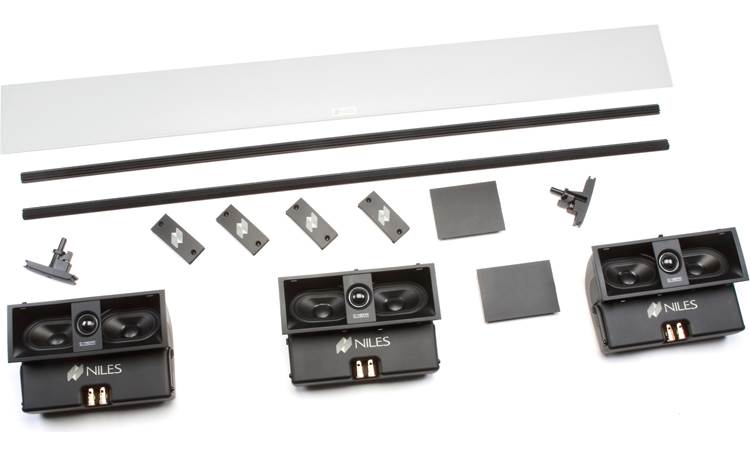 Niles Cynema™ Soundfield CSF48P Magnetic grille, mounting rails, hardware, and speaker modules