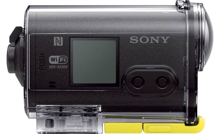 Sony HDR-AS30V/B Right side view with included waterproof enclosure