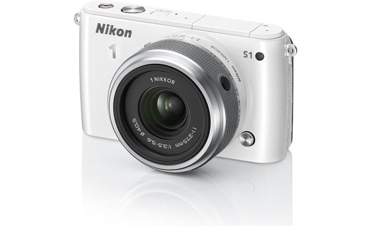 Nikon 1 S1 with Low-profile 2.5X Zoom Lens Front (White)