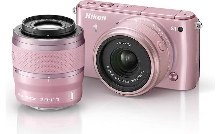 Nikon 1 S1 with Standard and Telephoto Zoom Lenses Front (Pink)