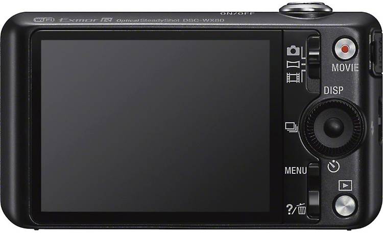 Sony Cyber-shot® DSC-WX80 Back (Black model shown)