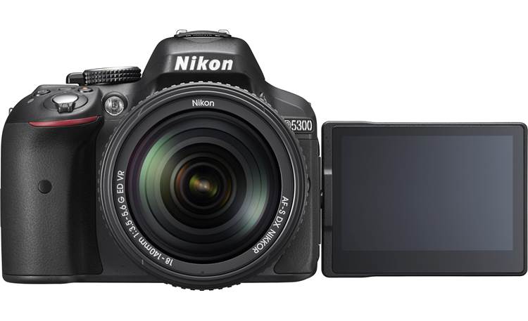 Nikon D5300 Kit Front, straight-on, with LCD rotated forward for self-portraits