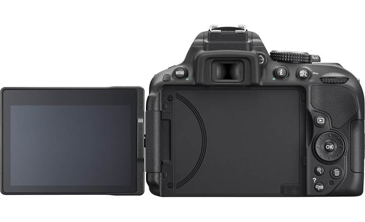 Nikon D5300 (no lens included) Back view with LCD rotated outward (Black)