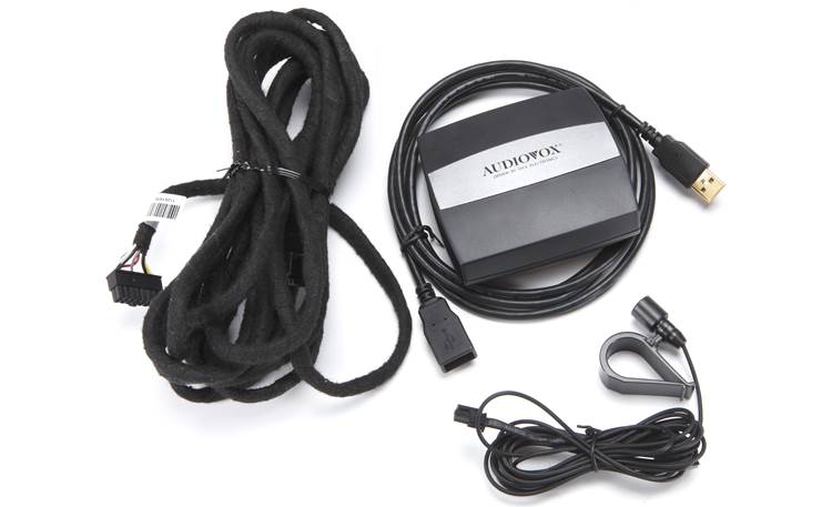 Audiovox MediaBridge BMW Bluetooth® Interface Factory radio harness, module, USB extension cable, and external microphone