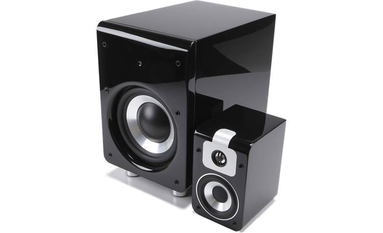 Bluesound Duo Sub and satellite speaker (grilles removed)