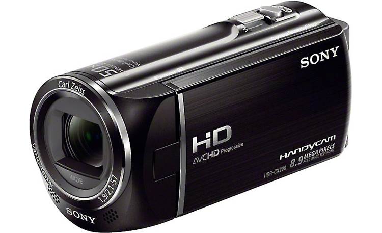 Sony HDR-CX290 Front, 3/4 view, from right, LCD stored