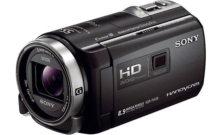 Sony HDR-PJ430V Front, 3/4 view, from right, LCD stored