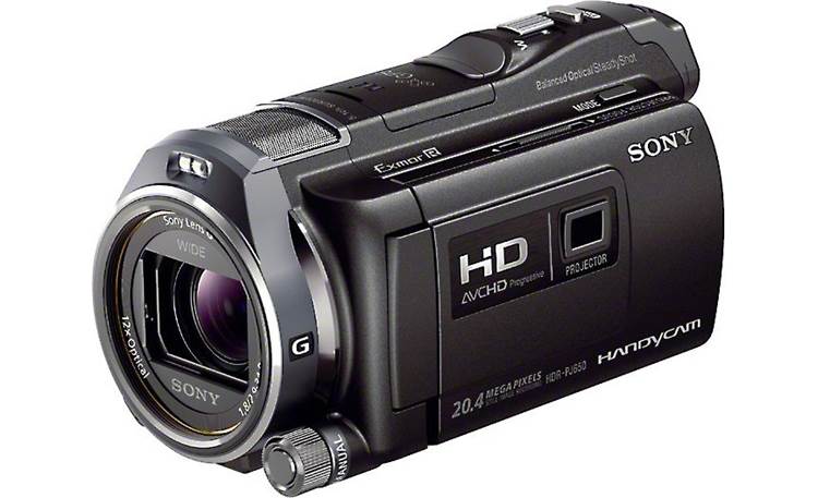 Sony HDR-PJ650V Front, 3/4 view, from right, LCD stored