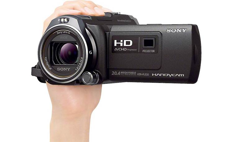 Sony HDR-PJ650V Shown in hand for scale