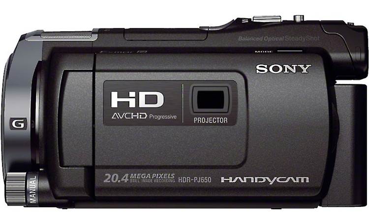 Sony HDR-PJ650V Left side view, with LCD rotated inward for storage