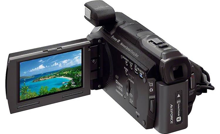 Sony HDR-PJ790V Back, 3/4 view, LCD folded out