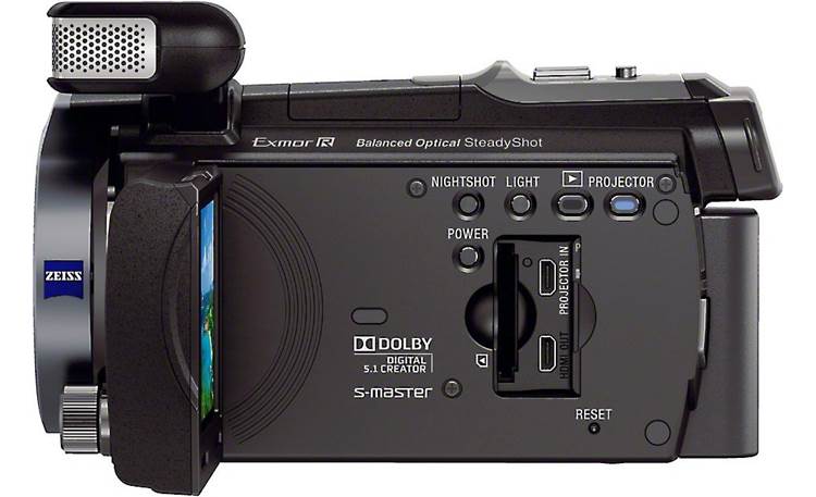 Sony HDR-PJ790V Left side view, with LCD rotated outward for monitoring