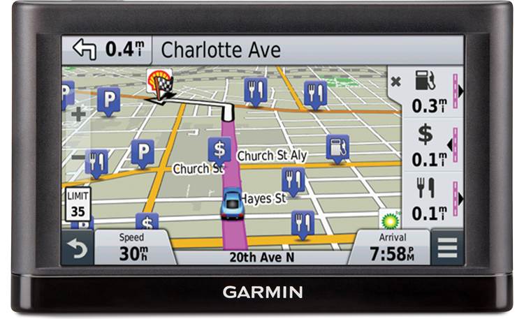 Garmin nüvi® 65LM The Up Ahead display (at right) lets you know what's nearby.