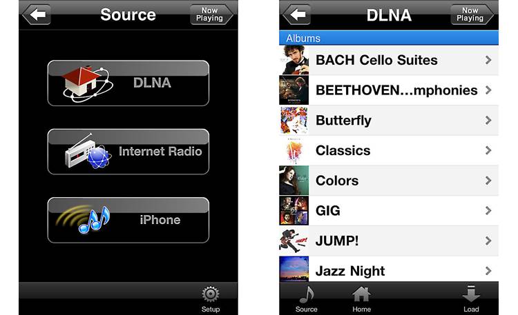 Yamaha CD-N500 On-screen app menus