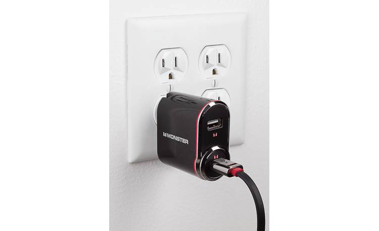 Monster Mobile® Outlets to Go Charges two devices when plugged into the wall