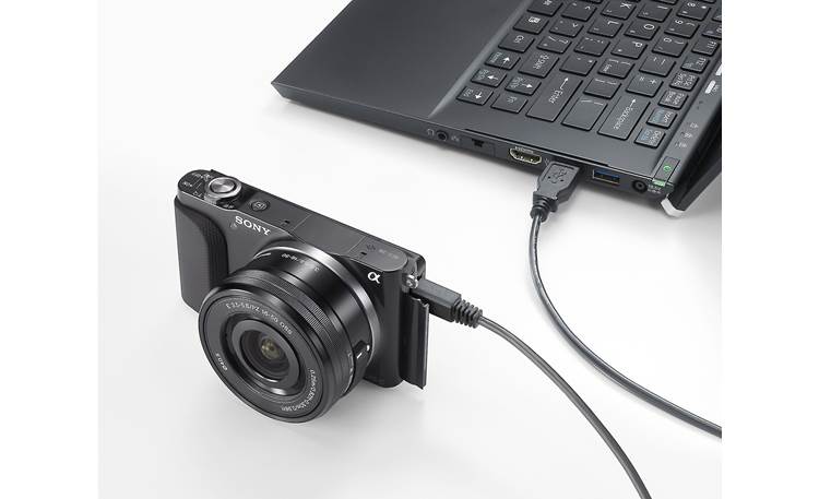 Sony Alpha NEX-3N Shown attached to a laptop (not included)