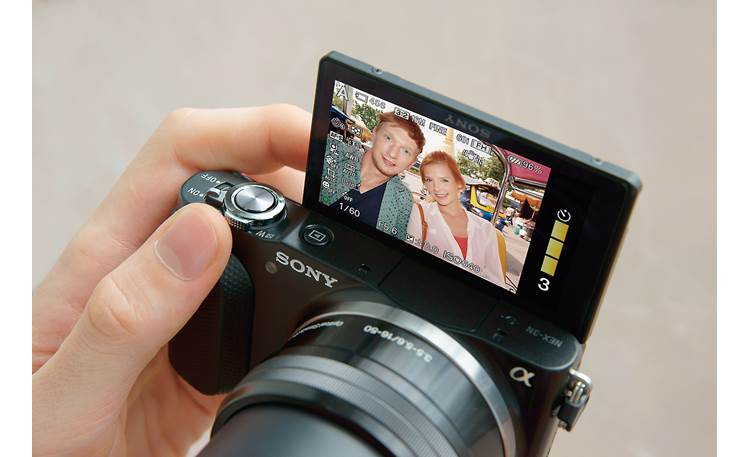 Sony Alpha NEX-3N 180-degree flippable LCD makes for easy self-portraits