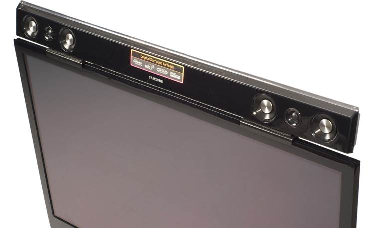 Center Stage CSB-1005 Brackets shown with a sound bar mounted to a flat-panel TV (sound bar not included)