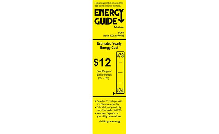 Sony KDL-55W950B EnergyGuide label