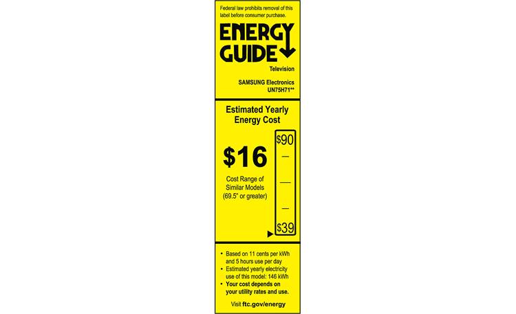 Samsung UN75H7150 EnergyGuide label